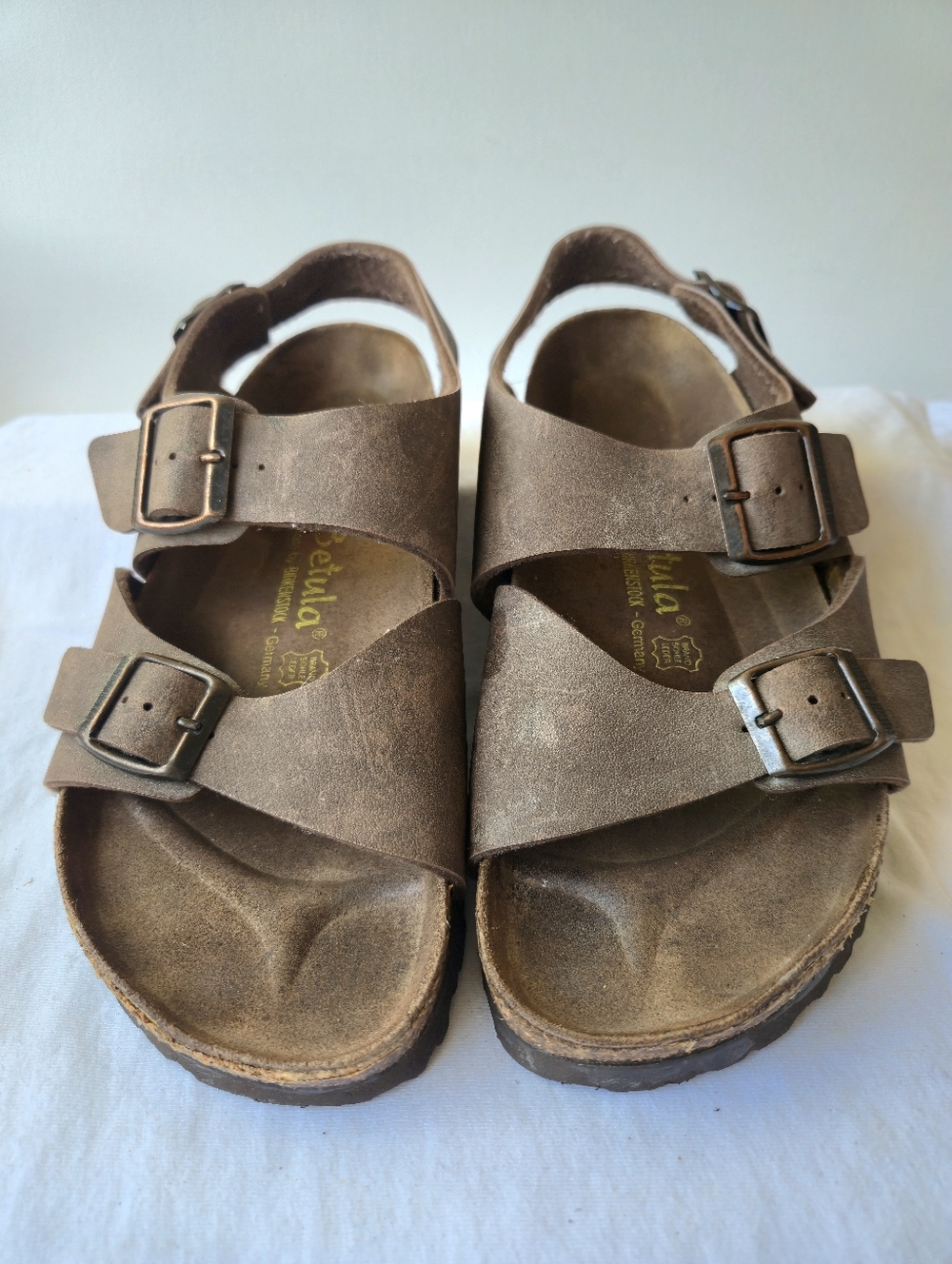 Betula by Birkenstock Milano Vegan Leather Sandals Brown Size Women's 9/Men's 7